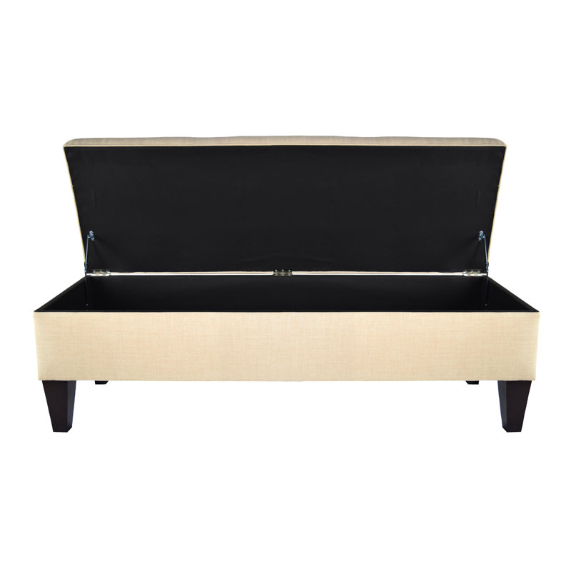 Gaither Polyester Upholstered Storage Bench, Beige
