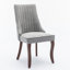 Chaises d'appoint rembourrées confortables (2 pièces) - Dossier haut, pieds courbés en bois massif-1870367477