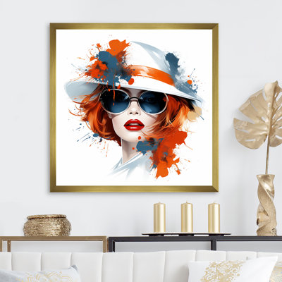 «Orange Fashion Woman with Hat - Woman Pop», art mural