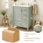Meuble-lavabo moderne de 24 po avec lavabo en céramique, porte à fermeture douce, 3 tiroirs, poignées dorées et support de porte pour un rangement peu encombrant