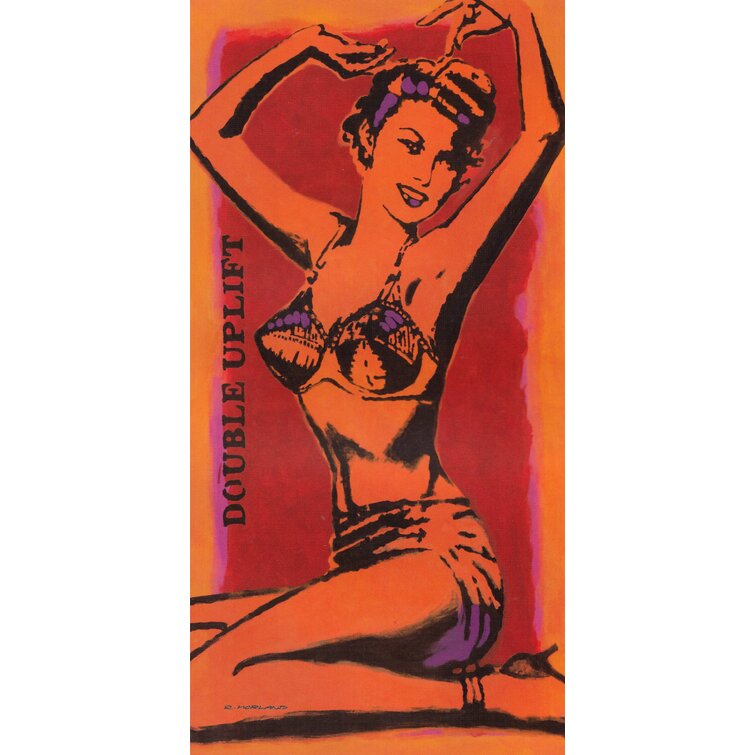 House of Hampton® GIANT - Mary Double Uplift Graphic Model By Ricky Morland  55X27.5 Art Print Poster Womans Brazier Vintage Retro Bra Sign Advertising  Lingerie On Paper by Ricky Morland Print 