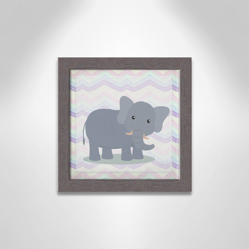 Art de l'éléphant rose, Encadré plat à grain de bois gris, H 12 po x l 12 po x P 0,6 po
