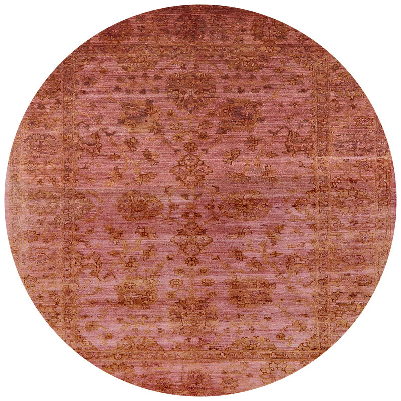 Tapis oriental orange, Rond 8 pi