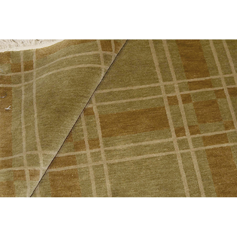 Wool Plaid Area Rug in Brown