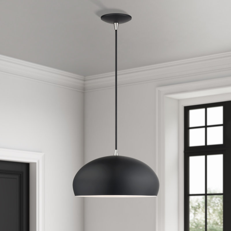 Luminaire suspendu noir 1 lumière Aaranyan, Noir mat, Noir