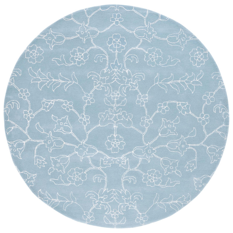 Fifth Avenue Hand Tufted New Zealand Wool Floral Rug, Round 7'