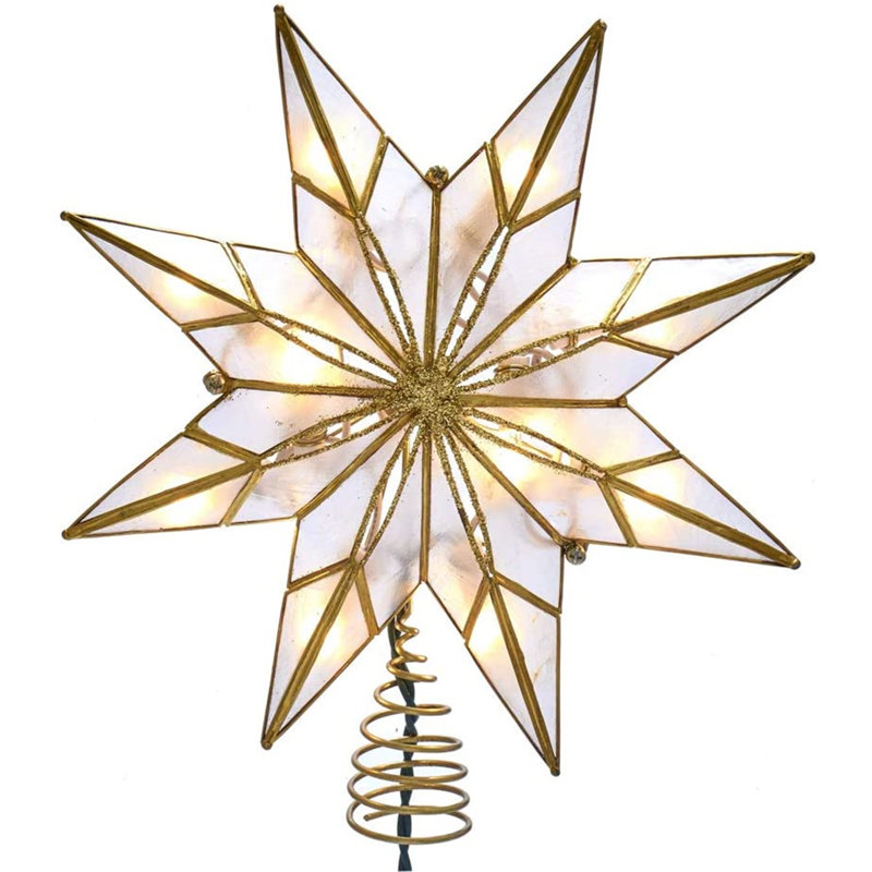 10-Light 8 Point Capiz Star Tree Topper
