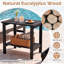 Table de bout d'extérieur à 2 niveaux pour table de bout en bois d'eucalyptus avec plateau à lattes-535395125