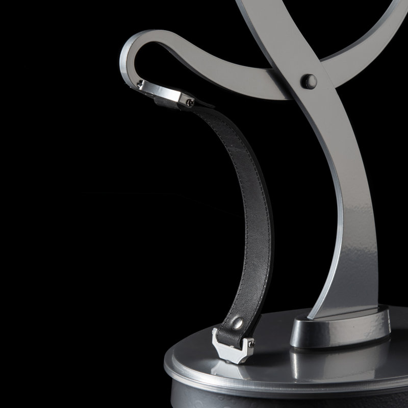 Pression Table Lamp, Crackle, Sterling, British Brown Leather