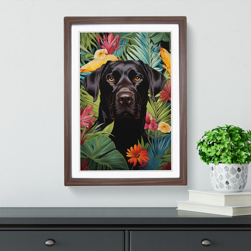 Labrador Retriever Contemporary - Single Picture Frame Print on Wood, Walnut, 46cm H x 34cm W x 2cm D