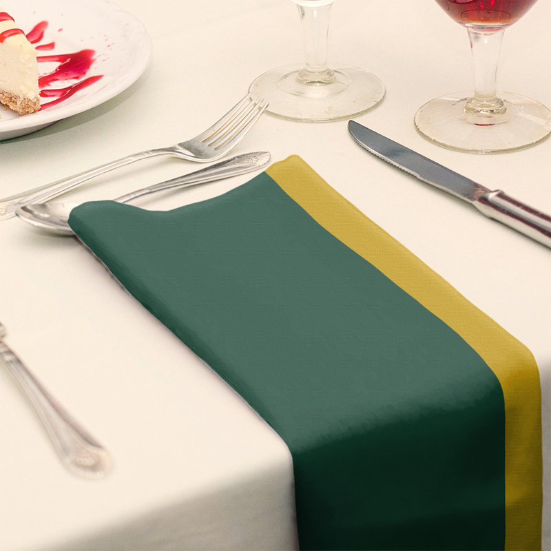 Serviette pour dîner de hockey Minnesota, 10 po x 10 po, Vert forêt / récolte dorée / blé du Minnesota, Polyester