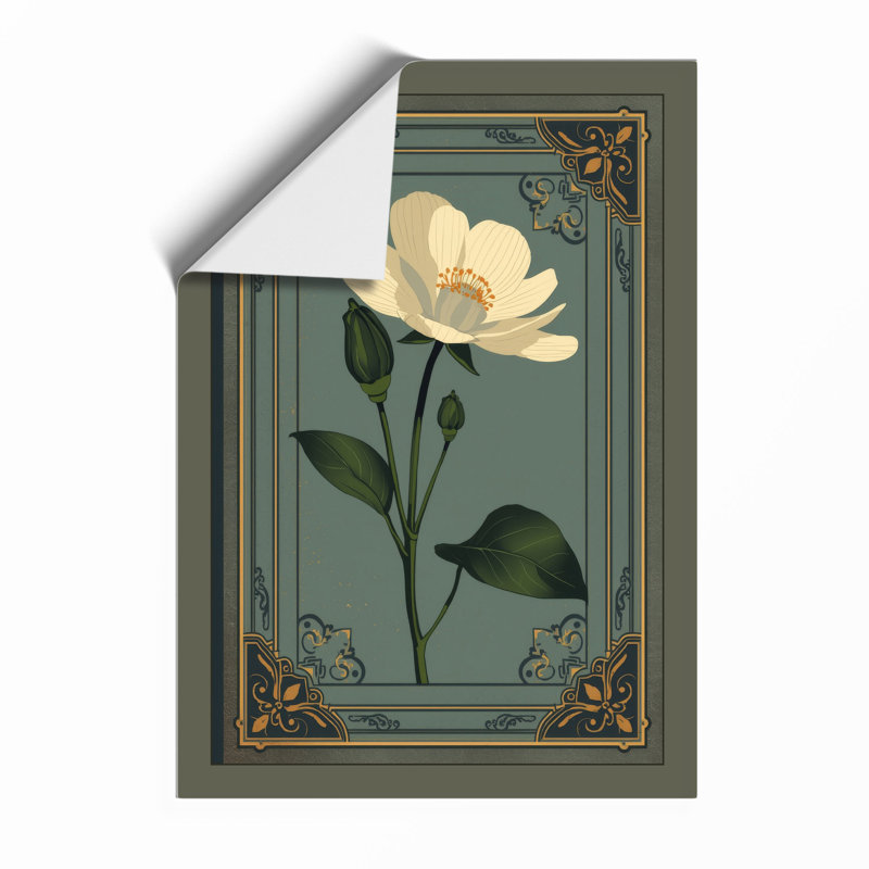 Single Stem in Gold Botanical - Framed Print, A4 - 29.7 x 21.0 cm, Unframed