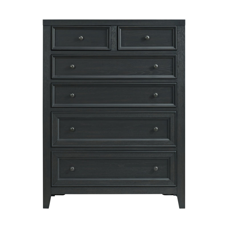 Commode 6 tiroirs ébène, Noir