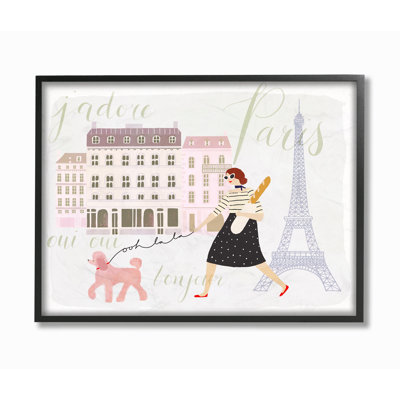 « eiffel tour-fille paris fille paris it dog avec typographie », impression