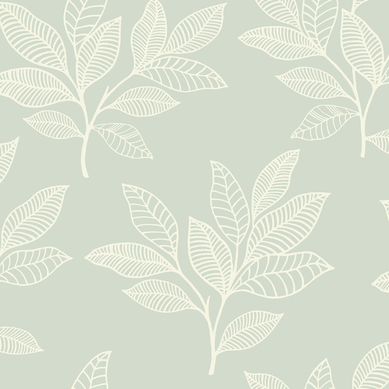 Rouleau de papier peint l 33 pi x l 20,5 po leaf silhouette Ventimiglia, Menthe