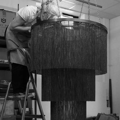 Light Iron Steel Chain Round Chandelier