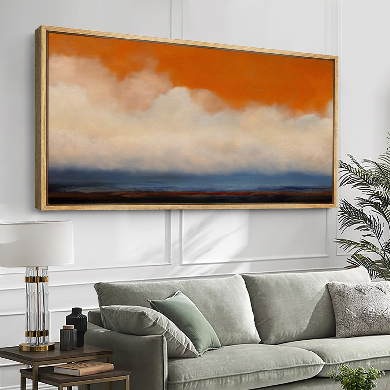 «Orange» et «Blue Horizon Cloudscape», grande impression sur toile encadrée - décor de ciel abstrait moderne, Naturel
