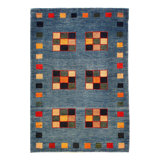 Lorayne Wool Geometric Area Rug in Blue