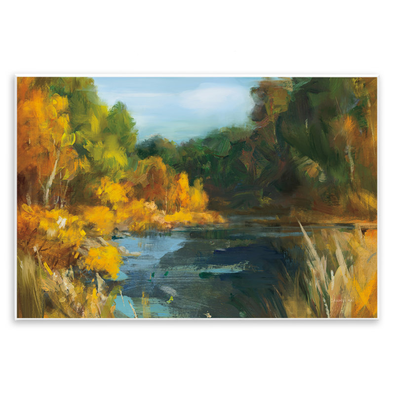 Plaque murale abstraite Autumn River Bend, design par Danhui Nai, 13 x 19