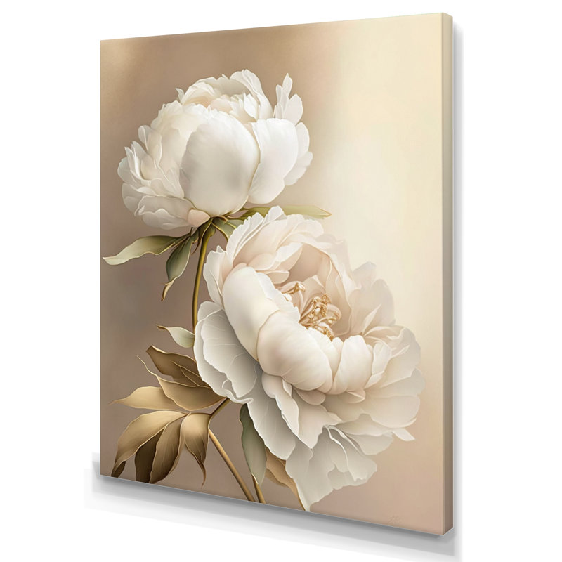 Fleur de pivoine II - pivoines, art mural, H 20 po x l 12 po, Toile tendue