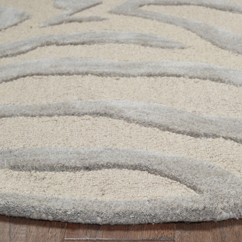 Tapis gris / argenté touffeté à la main Duley, Rond 5 pi
