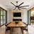 84" Black Ceiling Fan With Lights For Living Room, Remote Control And Quiet Reversible DC Motor