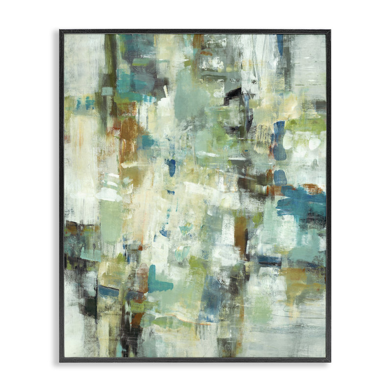 «Restless Green Abstraction», art de la giclée encadrée par Lisa Ridgers, H 30 po x l 24 po, Giclée encadrée noir minuit