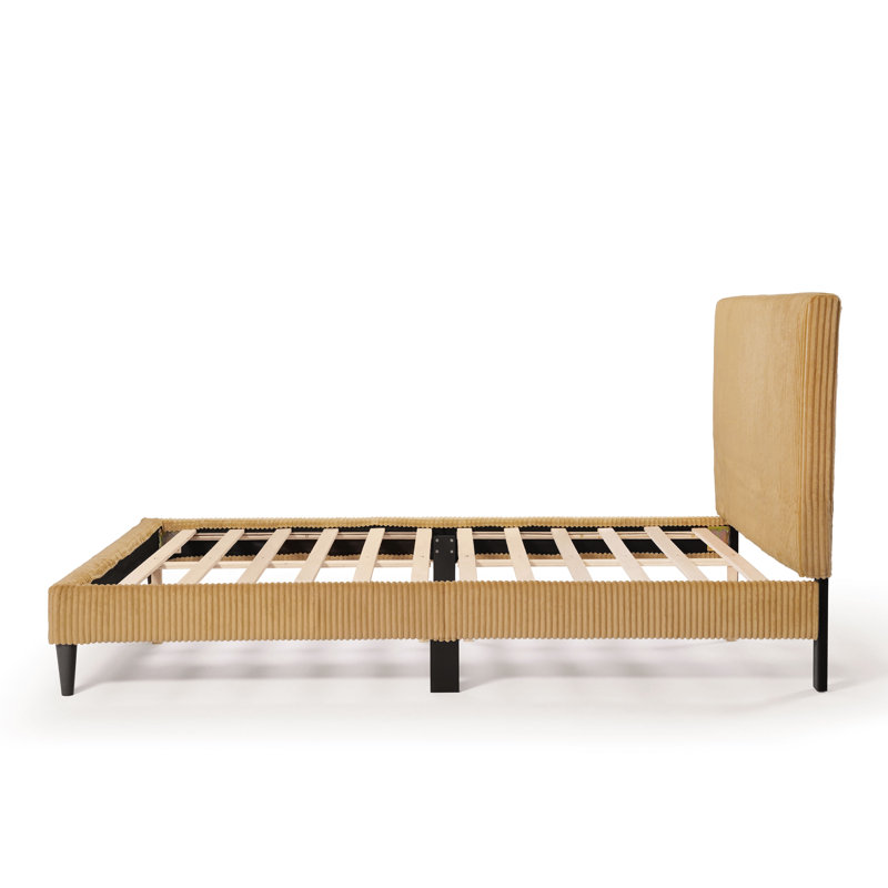 Upholstered Platform Bed, Yellow