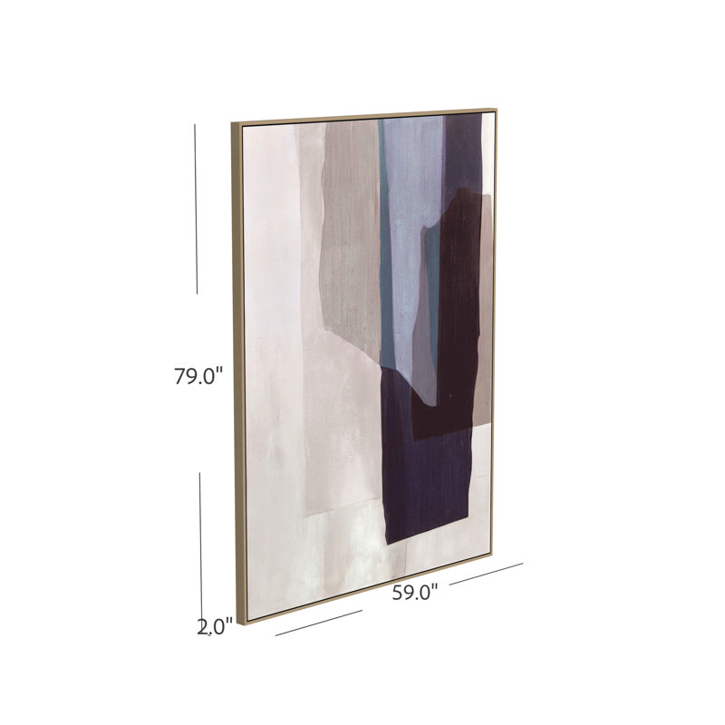 Large Abstract Hand-Painted Canvas Wall Art with Gold Frame