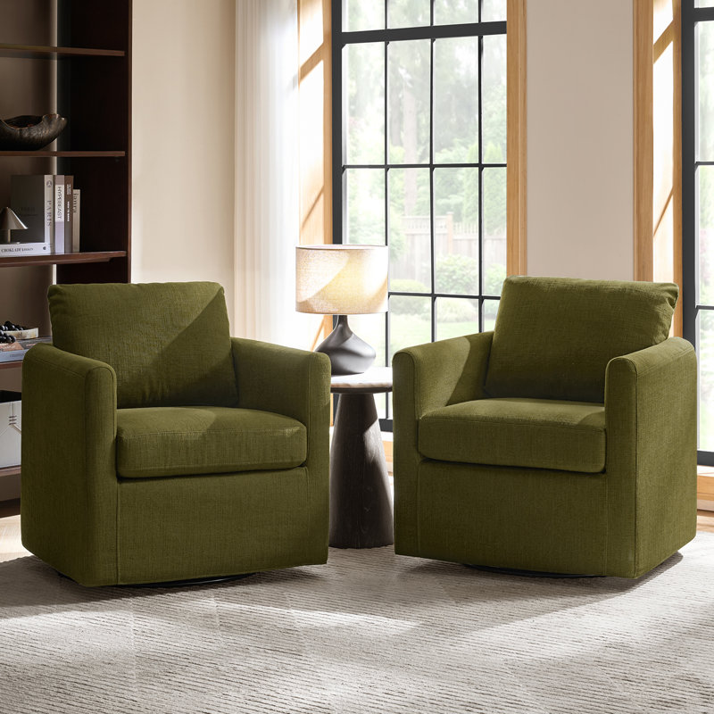 Fauteuil demi-tonneau pivotant de style moderne l 29 po Nicha, Moss