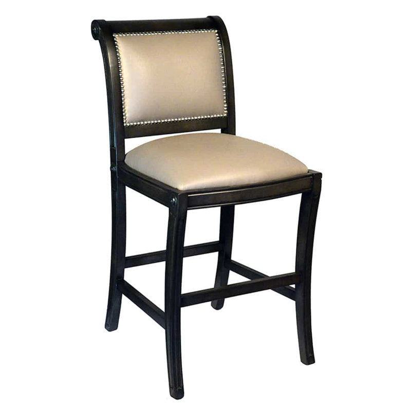 Tabouret de comptoir en bois massif Radleigh, Blanc crème, Noir