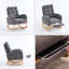 Chaise berçante décorative avec repose-pieds à haut dossier en bois d'hévéa-119330723