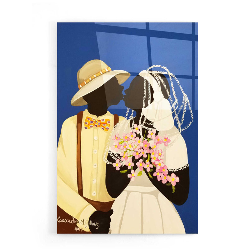«You May Kiss The Bride» par Cassandra Gillens, art mural en verre acrylique, H 24 po x l 16 po x P 0,2 po
