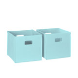RiverRidge Kids 2pc Fabric Collapsible Storage Cube Organizers with Handles for Playroom Organization