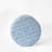 Loni Round Storage Ottoman, 19 Inch Indigo Blue Pattern, Walnut Brown