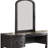 Luxury Bedroom Vanity With Antique Oak Finish And Wooden Stool - Elegant Style Contemporary Grey Wood Mirror Storage