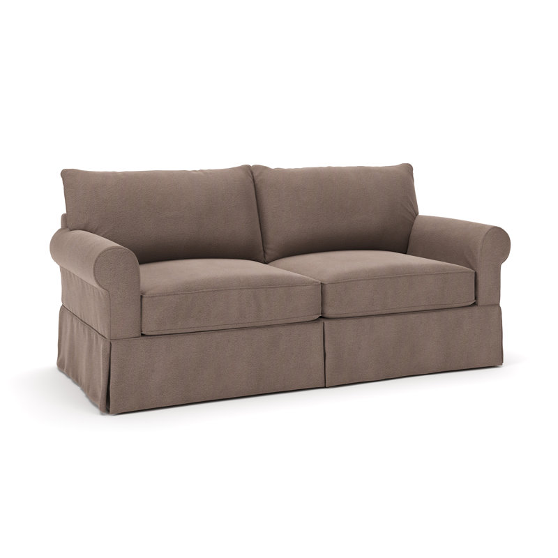 Amari 83'' Slipcovered Sofa, Bella Cocoa Performance Velvet