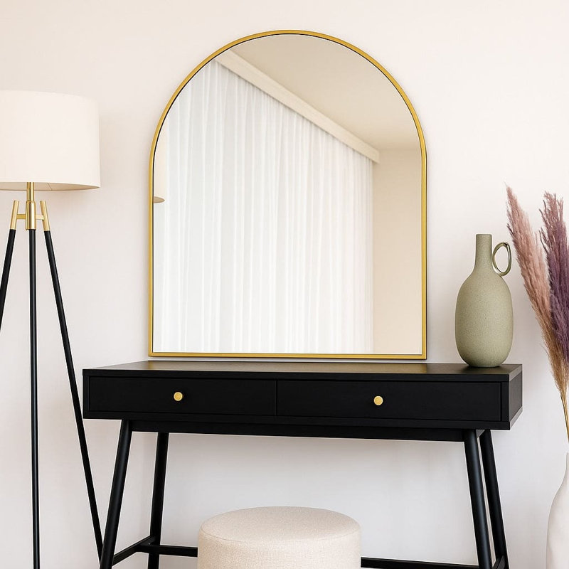Akiko - Gold Metal Arched Wall & Leaner Mirror, 120cm x 95cm