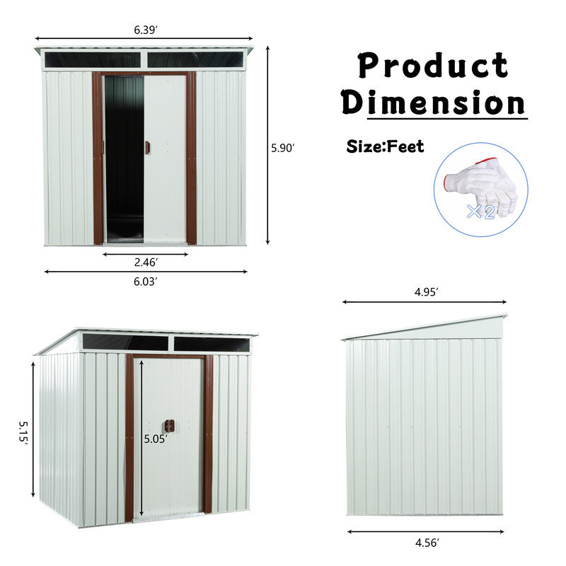 6 ft. W x 4 ft. 11 in. D Metal Horizontal Storage Shed, White
