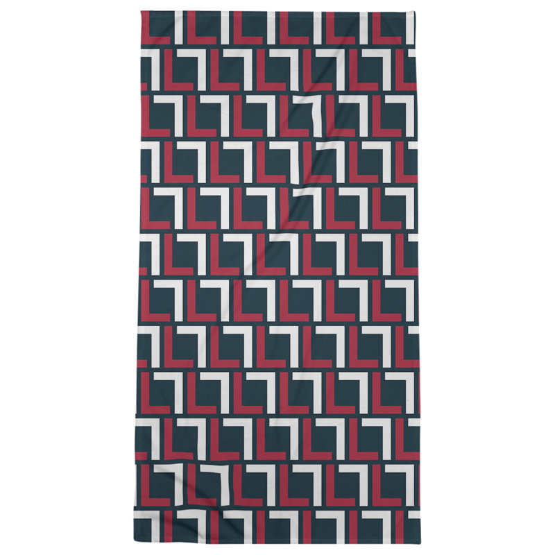 Bath Towel, Deep Steel Blue/Battle Red/White