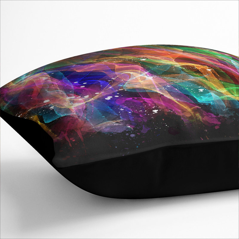 Rainbow Smoke Vol (4) Square Throw Cushion, Black, 55cm H x 55cm W x 20cm D