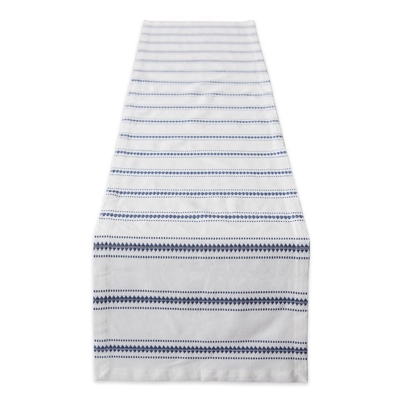 Kujawski Striped 100% Cotton Tablecloth, 72" L x 14" D, French Blue