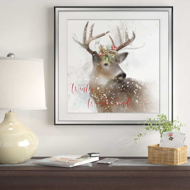Winter Wonderland Deer - impression, H 24 po x l 24 po x P 1,5 po, argent