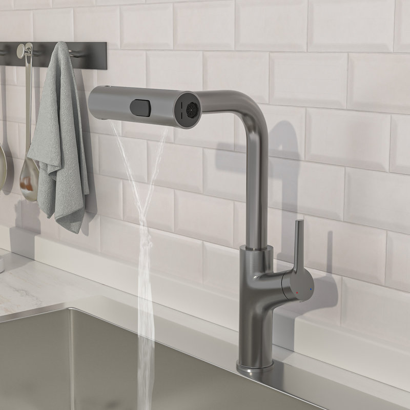 Kitchen Faucets with Pull Down Sprayer for 4 Function Waterfall Kitchen Sink Faucet Stainless Steel Kitchen Faucet