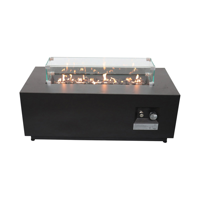 16" H X 42" W Steel Outdoor Fire Pit Table With Lid