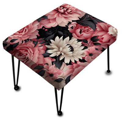 Repose-pieds rose avec pivoines roses et damas poésie I