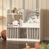 Montessori 3 Sling Bookshelf With Dust Proof Curtain and Floor Storage Cabinet Toy Chest