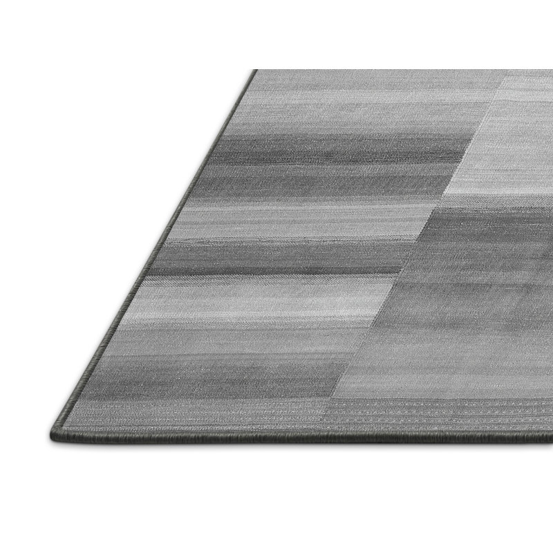 Tapis rayé gris / blanc / noir