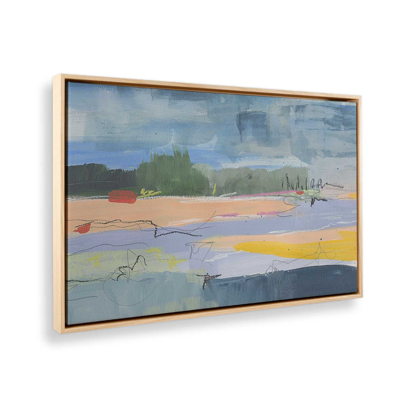«Evening Radiance On Canvas» par Jan Weiss, reproduction, Cadre américain en érable flottant, H 26 po x l 38 po x P 1,75 po