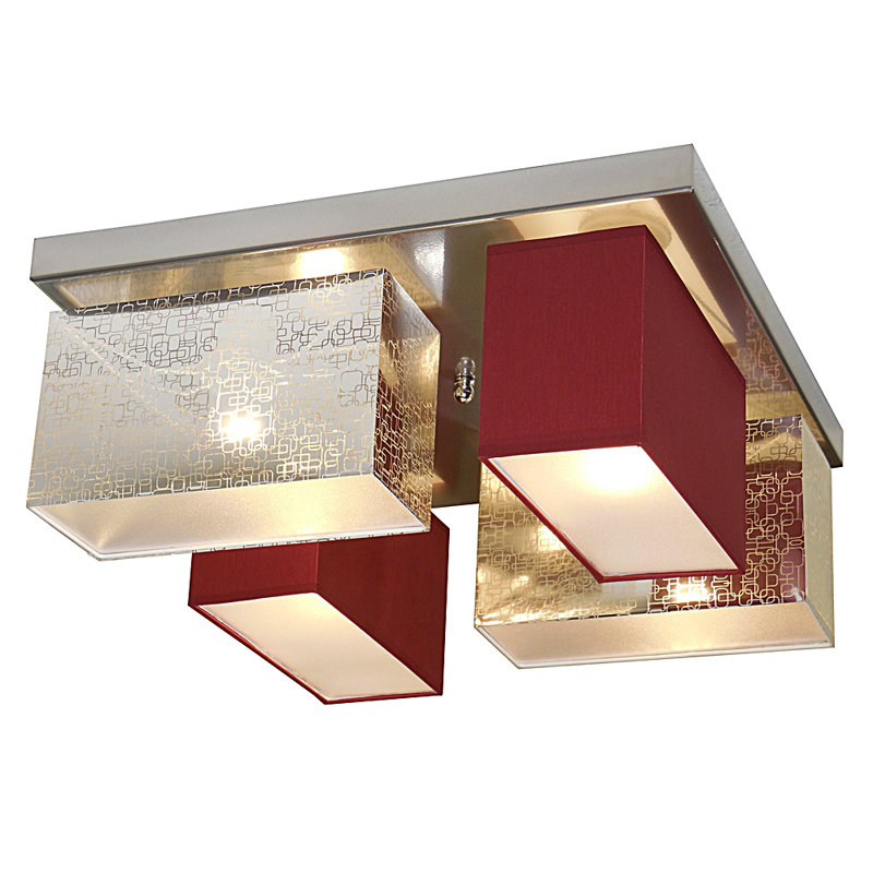 Eris-004 Fabric Flush Mount, Silver/Burgundy